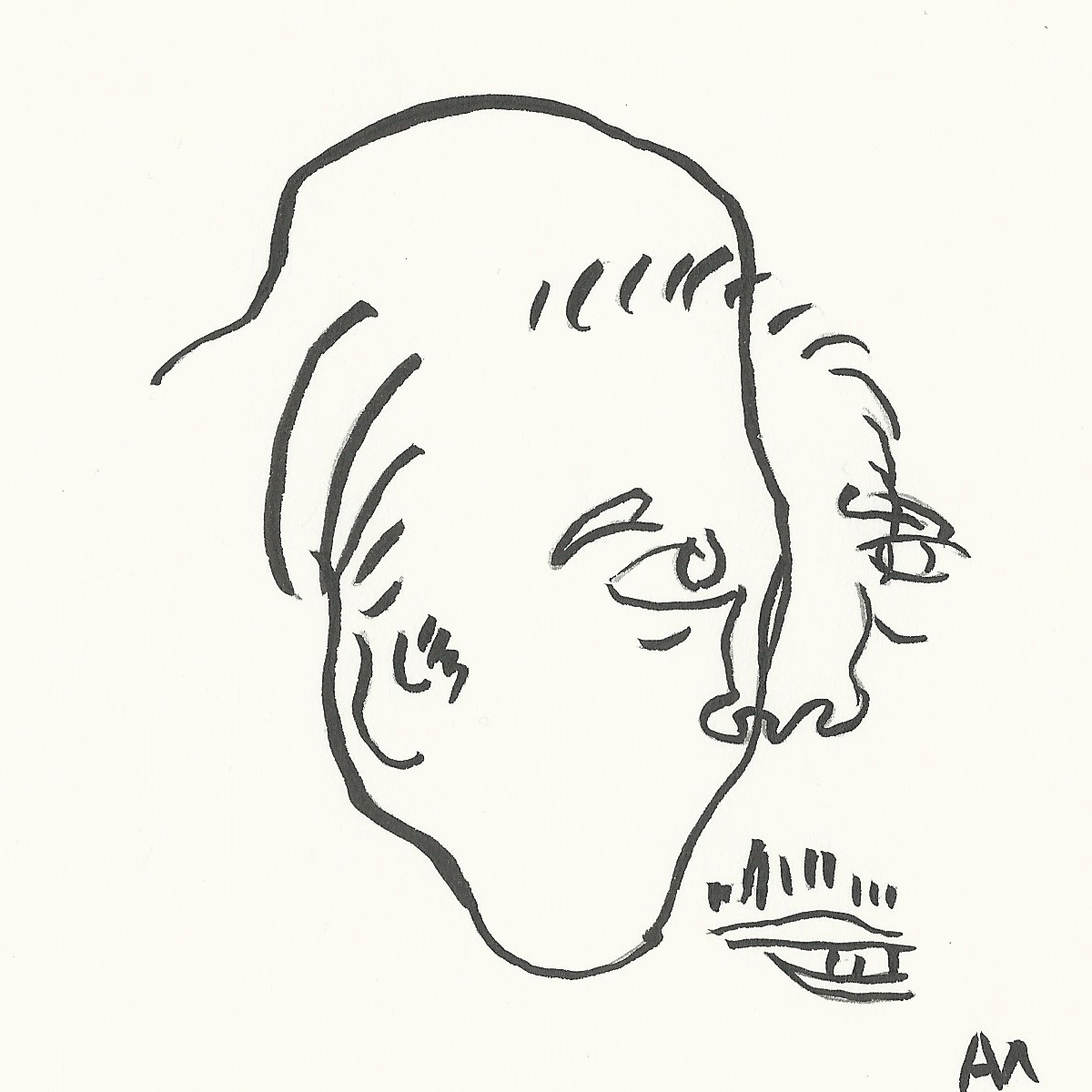 4x6 print - blind contour drawing of a face