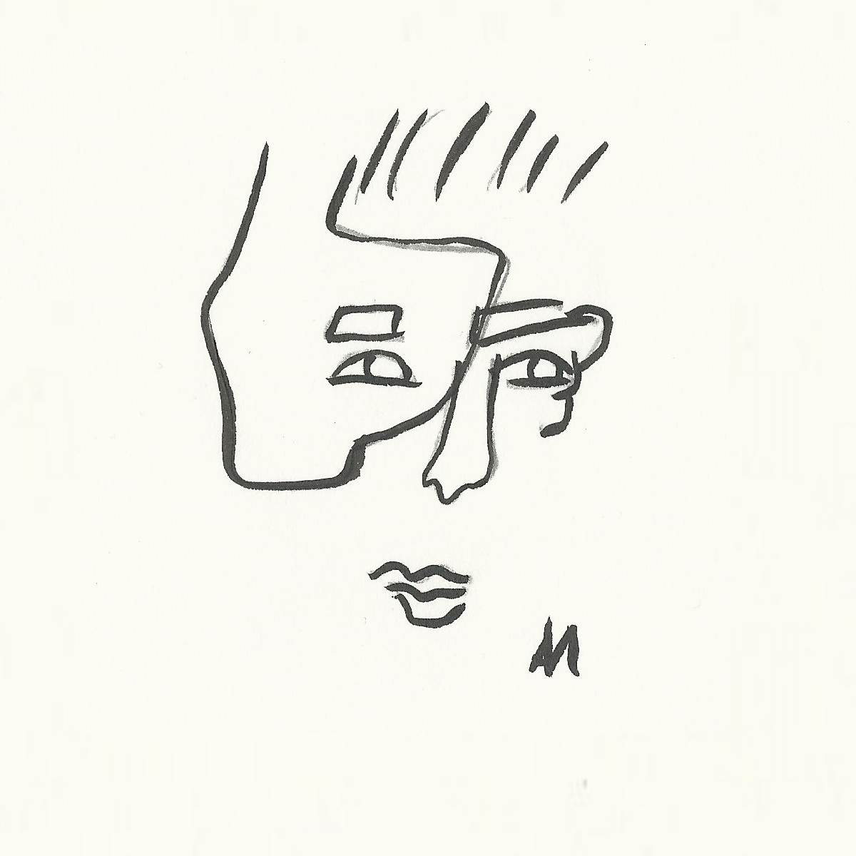 4x6 print - blind contour drawing of a face