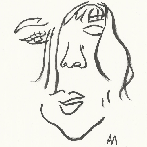 4x6 print - blind contour drawing of a face